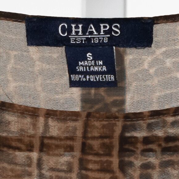 Chaps Ralph Lauren Women's Blouse Snake Print Drawstring Western Beachy Top S - Picture 3 of 9